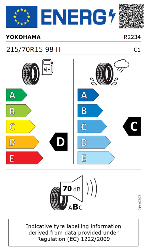 Tyre Label for Yokohama Geolandar-G015 215/70R15 98H